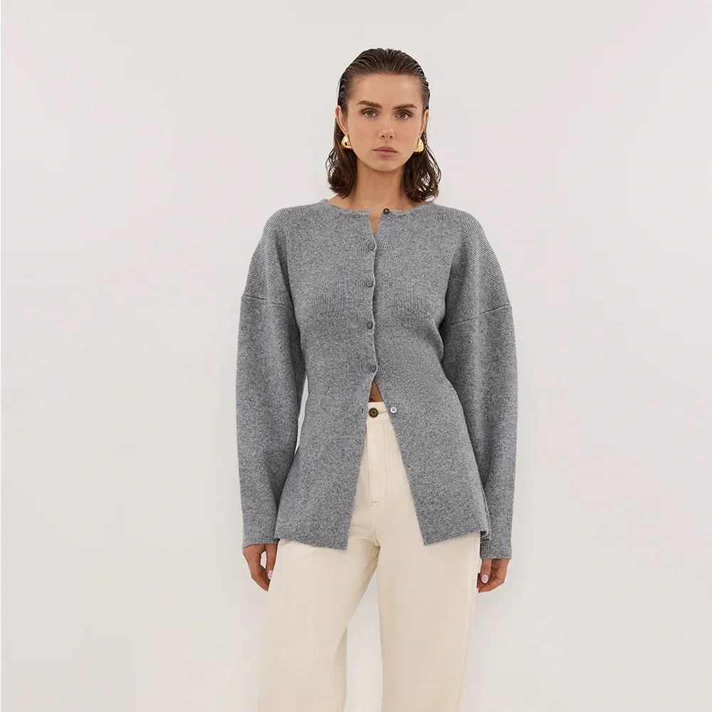 DISSH Gray Button-Up Ribbed Knit Cardigan - Picture 2 of 8